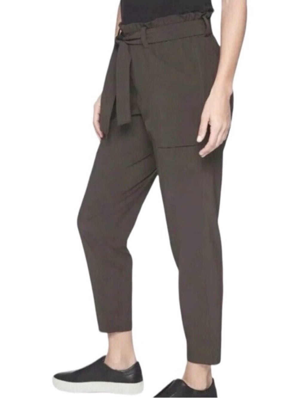 Athleta Skyline Paper Bag Waist Pants Olive Gray 292915-03